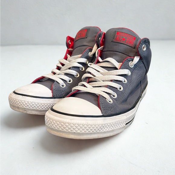 Converse Men's Sneakers in Gray with Red Highlights - Picture 2 of 5